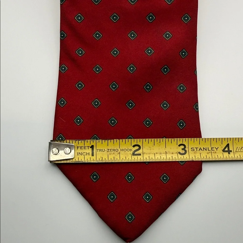 Vintage Christian Dior red all silk necktie with dot pattern. Made in the USA.